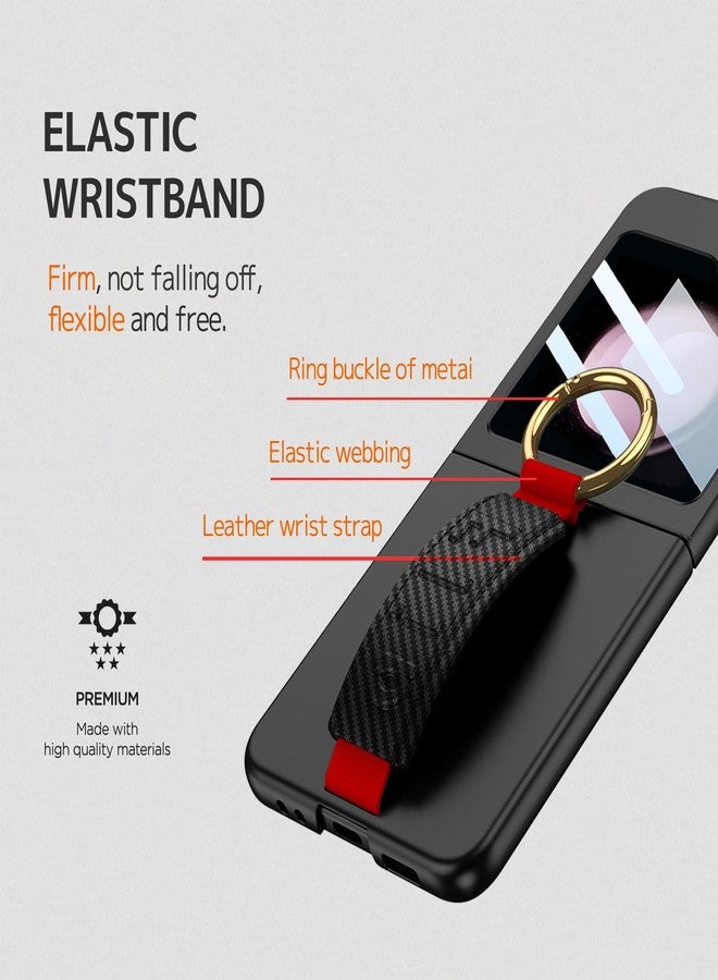 NINKI Compatible Samsung Galaxy Z Flip 6 Case with Strap & Camera Screen Protector,Shockproof Hard Ultra-Slim Protective Case for Galaxy Z Flip6 Case with Ring,Samsung Z Flip 6 Phone Case Carbon Fiber - Image 5