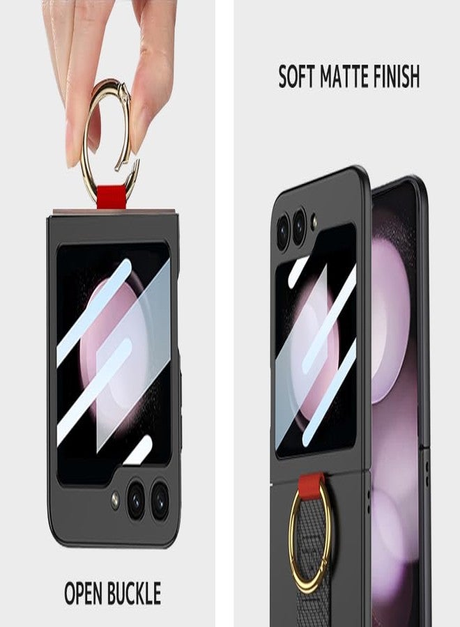 NINKI Compatible Samsung Galaxy Z Flip 6 Case with Strap & Camera Screen Protector,Shockproof Hard Ultra-Slim Protective Case for Galaxy Z Flip6 Case with Ring,Samsung Z Flip 6 Phone Case Carbon Fiber - Image 3