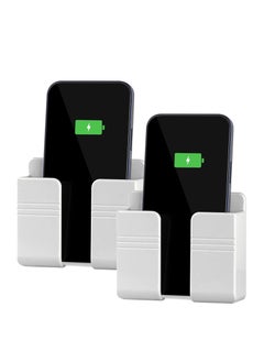 ماركة غير محددة حامل هاتف لاصق (قطعتين)، مناسب للاستحمام والشحن، متوافق مع أجهزة iPhone وAndroid (أبيض)  - Image 1