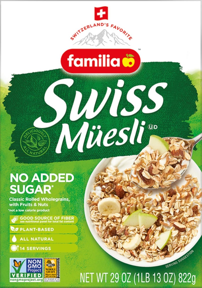 Familia Swiss Muesli Cereal, 0g Added Sugar, Energy-Packed Cereal with Raisins, Hazelnuts and Almonds, 29 Ounce Box (Pack of 1) - Image 2