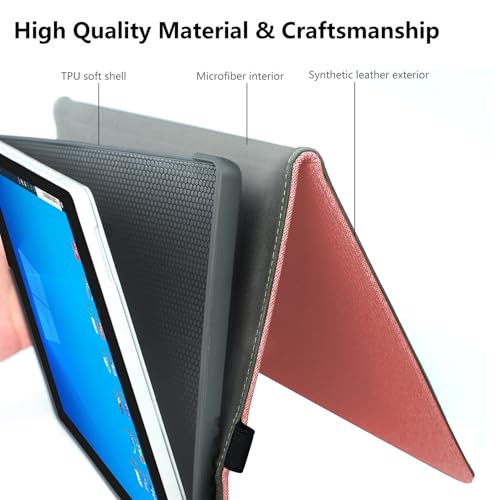 Megoo Surface Pro 11 Case for Microsoft Surface Pro 11/10/9 13", Multiple Angle Adjustment Folio Case Protective Cover with Stylus Pen Holder Compatible with Type Cover Keyboard (Pink) - Image 4