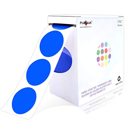 PARLAIM 1" Blue Round Color Coding Circle Labels, 1000 per Roll in Dispenser Box, 1 inch Office Dot Sticker - Image 1