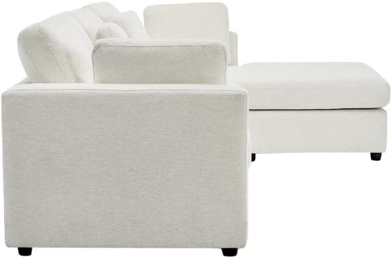 Modern 2-Piece Upholstered Sectional Sofa with Convertible Chaise Lounge - White, Right Hand Facing - Image 4