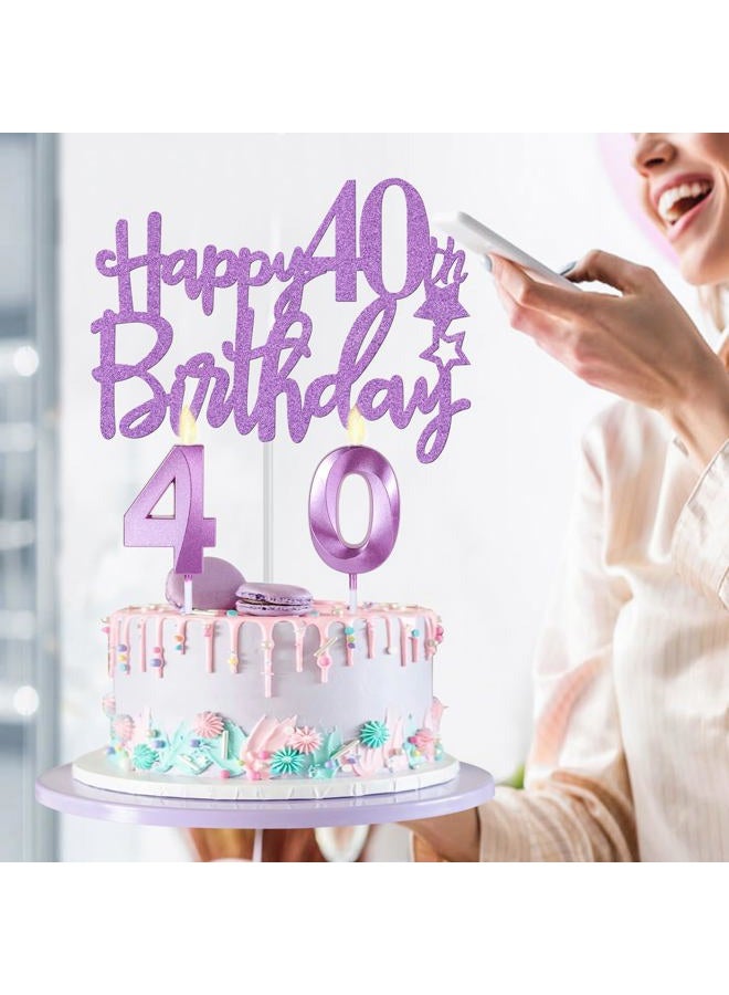 YeohJoy 40th Birthday Decorations for Women Purple with 40th Birthday Sash and Crown, Cake Topper and Candles, Number Balloons, 40 Year Old Gifts for Women - Image 4