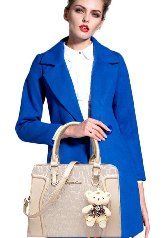 Soperwillton Women's 4-Piece Handbag Set - Blue Tote, Shoulder Bag, Wallet & Card Holder - Image 2