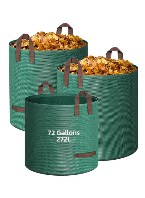 3 أكياس 72 غالون حديقة أكياس القمامة ، وأكياس القمامة ساحة قابلة لإعادة الاستخدام الثقيلة أكياس القمامة ، ومناسبة جدا للحديقة ، وأوراق الشجر ، ورقة مزدوجة أسفل الحديقة كيس كبير ، مع 4 مقابض حديقة كيس