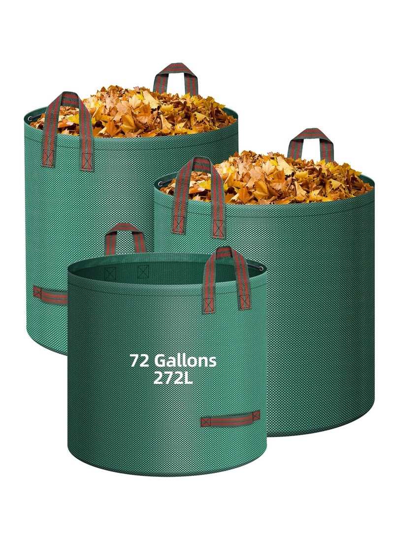 MIXDE 3-Pack 72 Gallon Garden Leaf Bags,Reusable Yard Waste Bag Heavy Duty Waste Bags Perfect for Garden, Leaf,Double Bottom Extra Large Leaf Lawn BagsWith 4 Handles Garden waste Bags  - Image 1