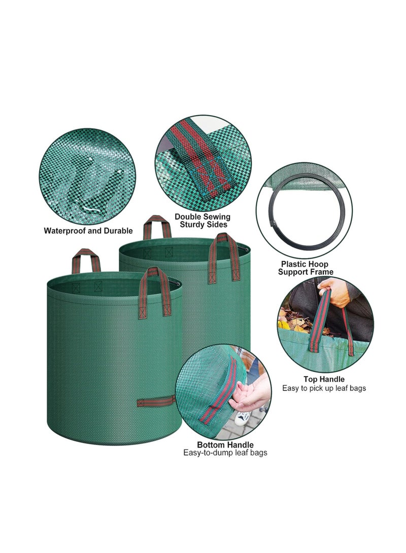 MIXDE 3-Pack 72 Gallon Garden Leaf Bags,Reusable Yard Waste Bag Heavy Duty Waste Bags Perfect for Garden, Leaf,Double Bottom Extra Large Leaf Lawn BagsWith 4 Handles Garden waste Bags  - Image 3