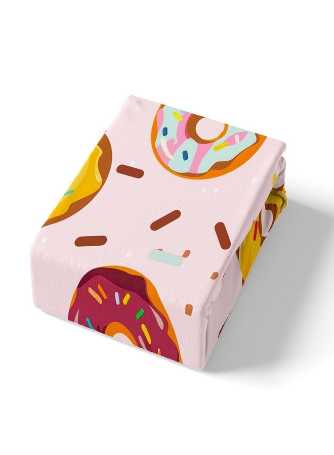 Feelyou Donuts Bed Sheet Set Dessert Fitted Sheet for Girls Kids Child Bedroom Gift Girly Sweet Food Bedding Set Pink Printed Bed Cover with Pillowcase Decor 3 Pcs Queen Size Soft Microfiber Lightweight - Image 5