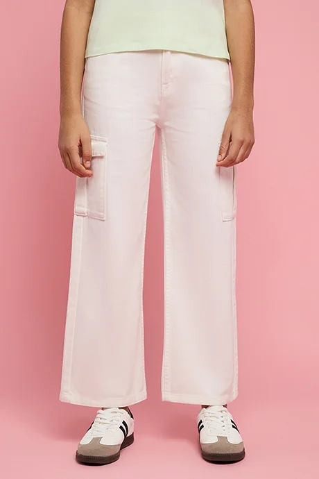 أر أند بي Solid Wide Leg Pants with Button Closure