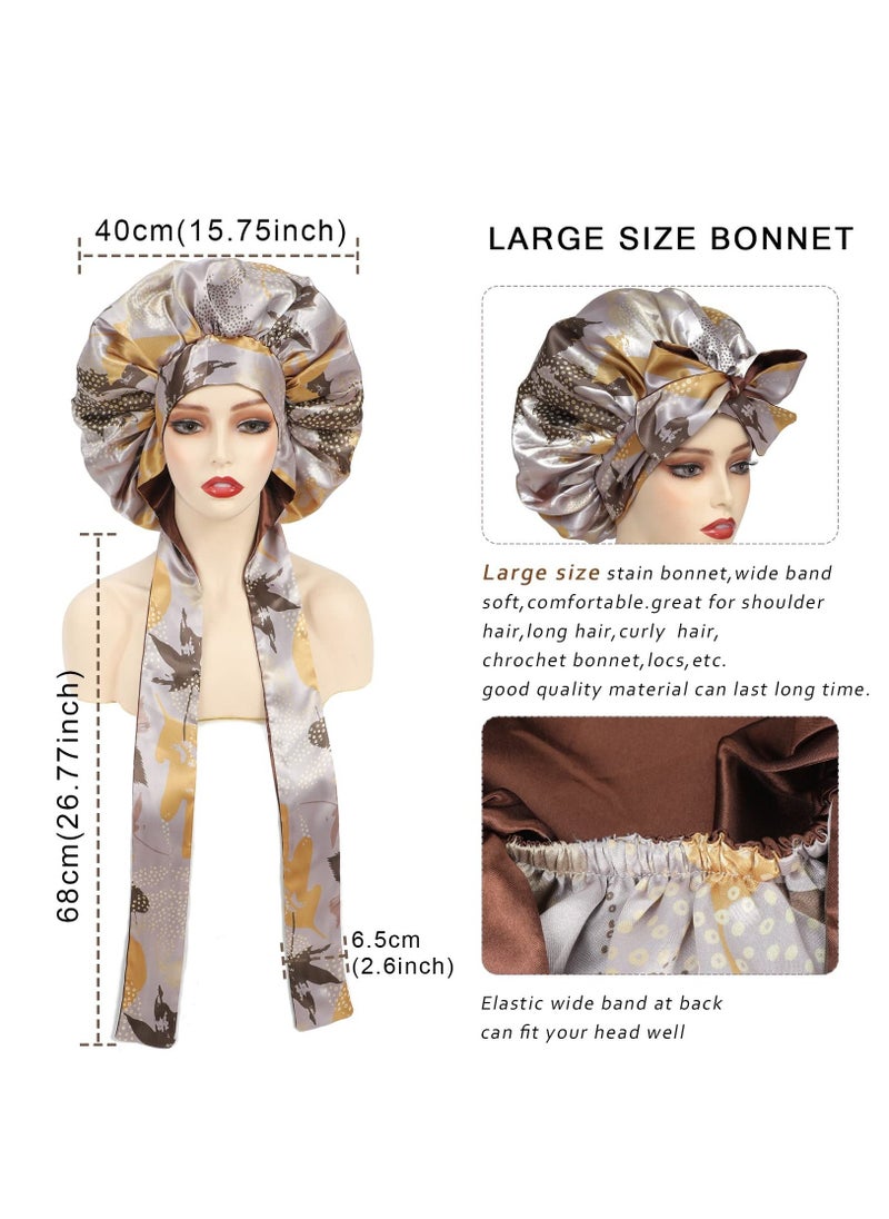 Excefore Silk Hair Bonnet for Sleeping Satin Bonnets for Black Women, Extra Large Bonnet for Braids with Tie Band - Image 2