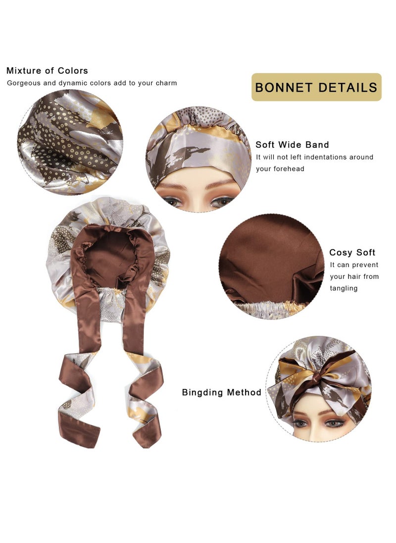 Excefore Silk Hair Bonnet for Sleeping Satin Bonnets for Black Women, Extra Large Bonnet for Braids with Tie Band - Image 5