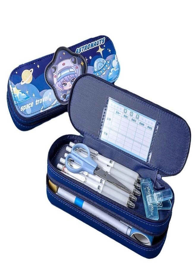 DEOXY Double Layer 3D Cute Aesthetic Pencil Case for Girls - Large Capacity Multifunctional Stationery Organizer for School (astronut) - Image 2