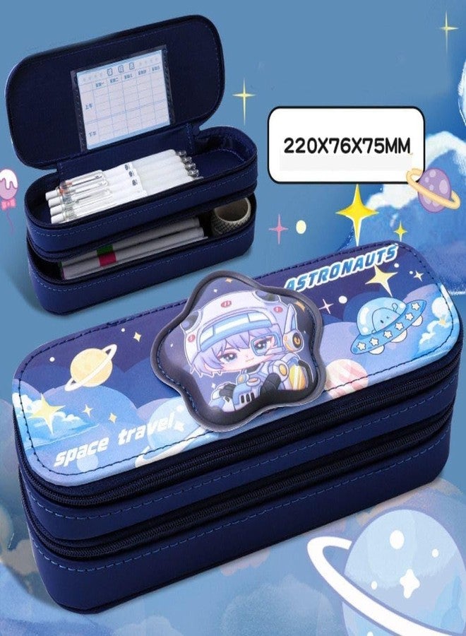 DEOXY Double Layer 3D Cute Aesthetic Pencil Case for Girls - Large Capacity Multifunctional Stationery Organizer for School (astronut) - Image 4