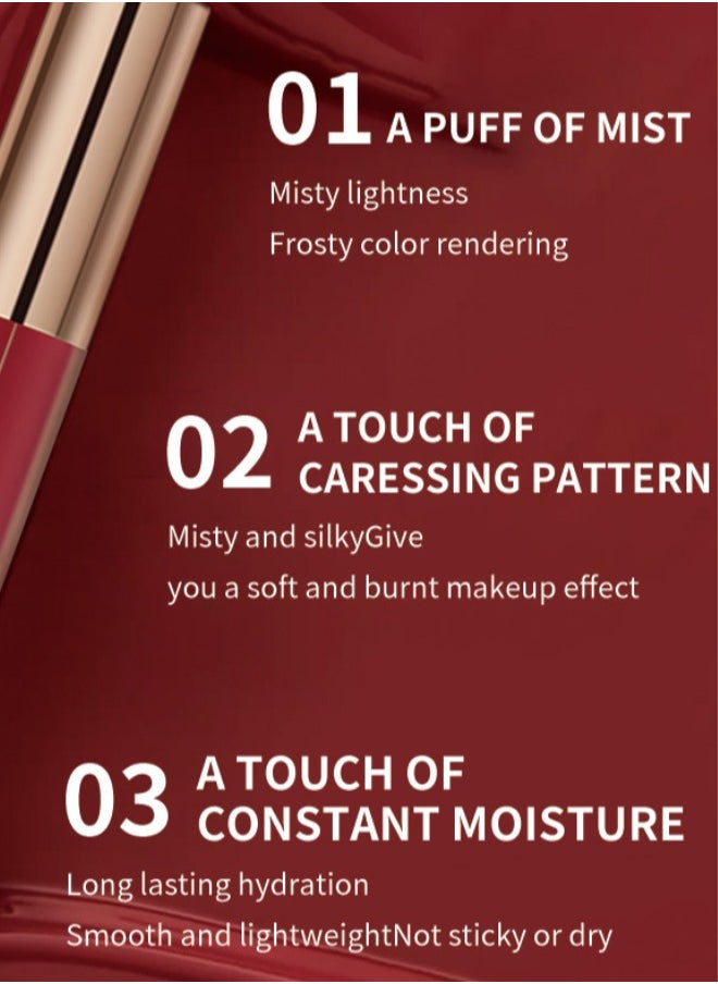 JOLLY JOJO - Matte Lip Glaze Lip Gloss Moisturizing Color Long-lasting Non-stick Velvet Matte Lipstick Suitable For Dark Skin Dark Pink Color - Image 1