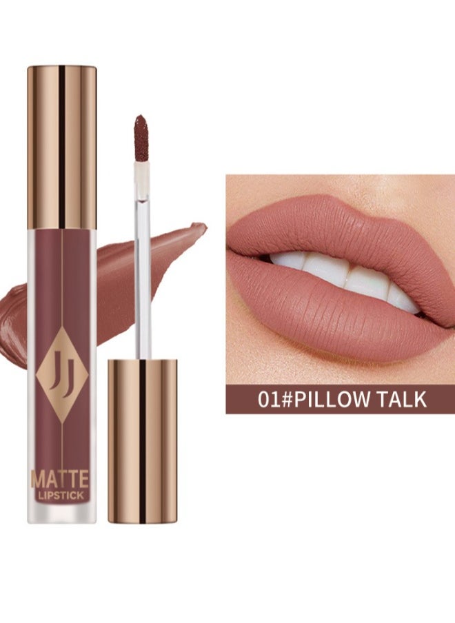 JOLLY JOJO - Matte Lip Glaze Lip Gloss Moisturizing Color Long-lasting Non-stick Velvet Matte Lipstick Suitable For Dark Skin Dark Pink Color - Image 1