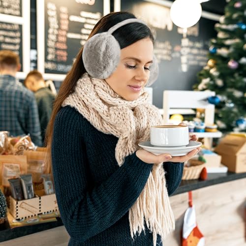 MADHOLLY 2 Pack Adjustable Ear Muffs for Winter Women - Soft Warm Fluffy Faux Fur Ear Warmers Earmuffs, Black & Grey - Image 5