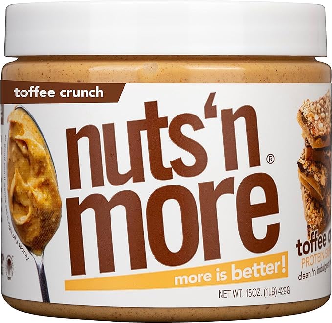 nuts'n more Nuts ‘N More Toffee Crunch Peanut Butter Spread - High Protein, Low Carb, Low Sugar, Gluten Free, Non-GMO, All-Natural Nut Butter Snack (15oz Jar) - Image 4
