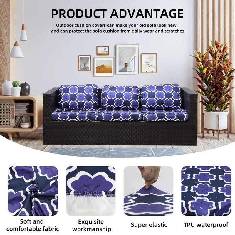 SUKAIKEQA Outdoor Cushion Covers Set,8PCS Waterproof Patio Furniture Couch Seat Slipcovers, Replacement for Sofa Sectional Chair(Coverï¼ŒOnly) - Image 3
