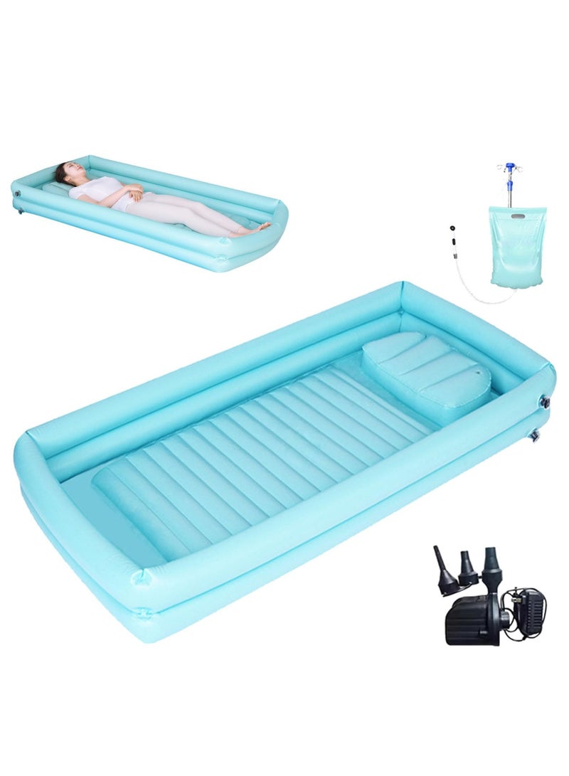 XiuWoo Inflatable Bathtub Shower System, Bedside Shower Kit, Adults Portable PVC Bathtub with Water Bag and Electric Air Pump for The Elderly, Bedridden Patient, Bedridden Patient - Image 1