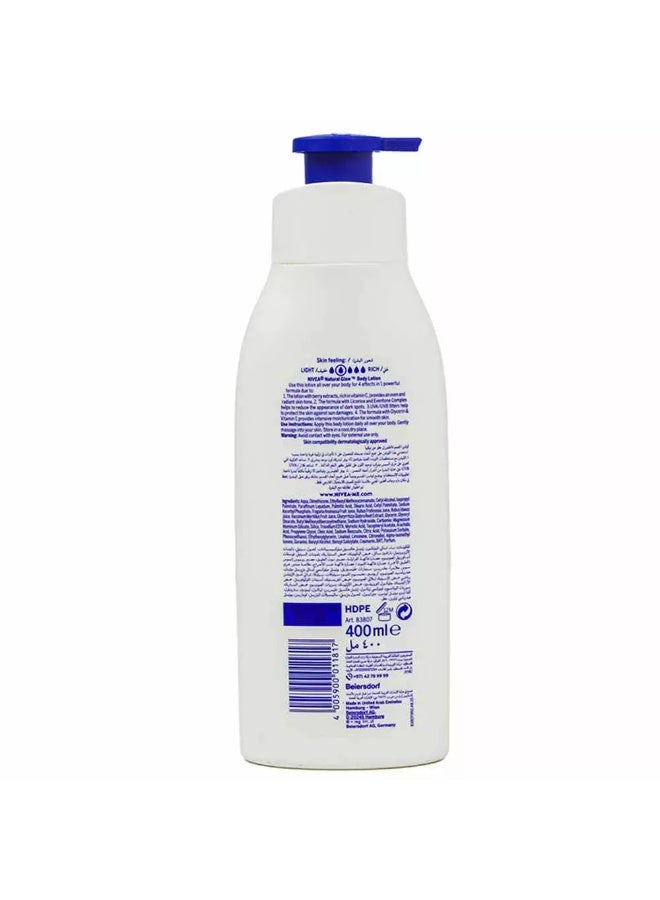 Nivea Natural Glow Body Lotion UV Filter 400ml - Image 3