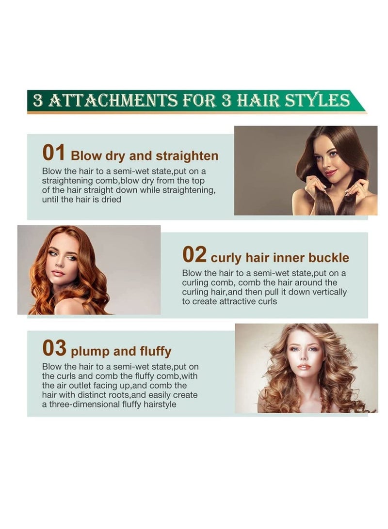 ELTRAZONE New Electric Hair Dryer Blow Dryer Comb Rotating Hot Air Brush 3 In 1 Hairdryer Hair Blower Brush Hair Curler Auto Curling Iron (Green) - Image 4