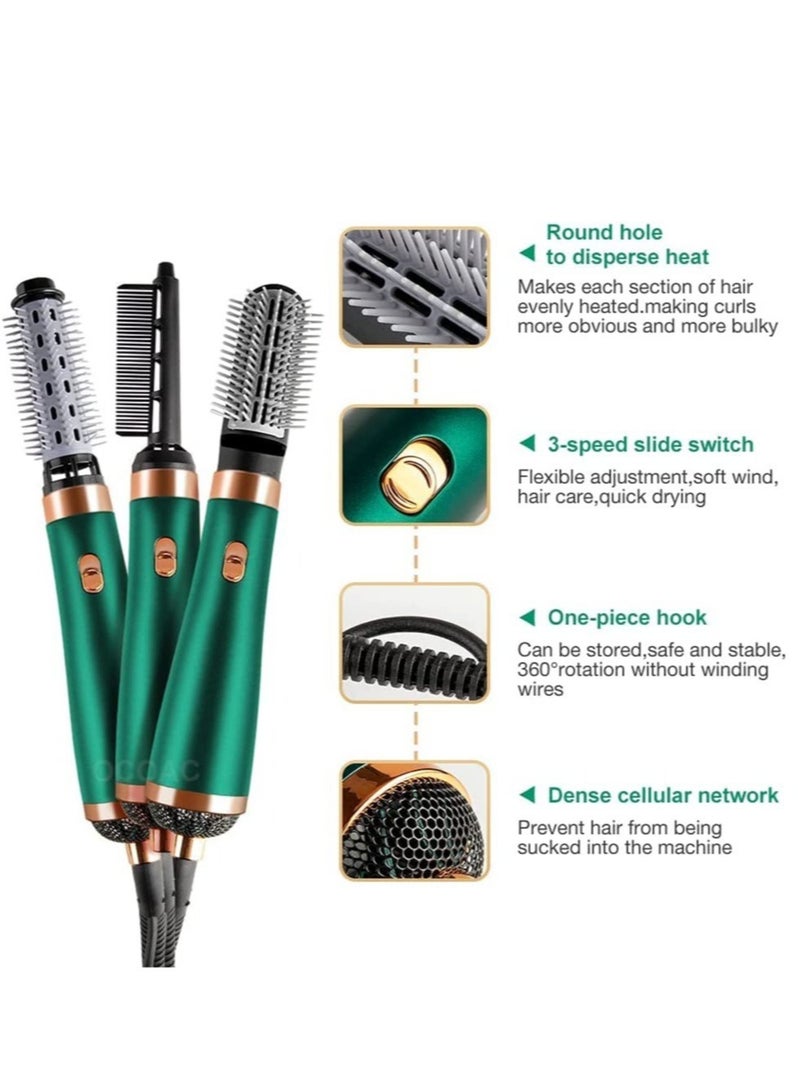 ELTRAZONE New Electric Hair Dryer Blow Dryer Comb Rotating Hot Air Brush 3 In 1 Hairdryer Hair Blower Brush Hair Curler Auto Curling Iron (Green) - Image 3