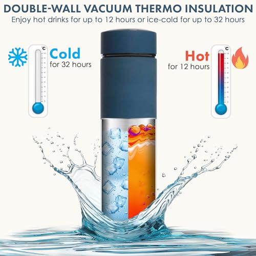 AVARO All-in-One Tea Thermos with Infuser for Loose Tea, Coffee, Fruit-Infused Water (Hot/Cold) - 16.9oz Insulated Stainless Steel Coffee Travel Mug, Tea Infuser Cup, Leakproof Tea Cup - Image 4