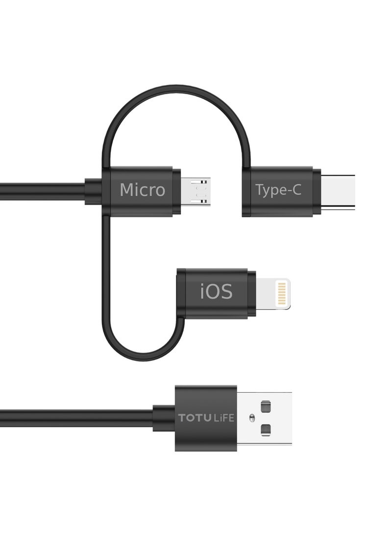 Totulife كابل شحن سريع 3 في 1 من Pure Series – ميكرو USB، لايتنينغ و Type-C – متوافق مع 18W للهواتف والأجهزة - Image 3