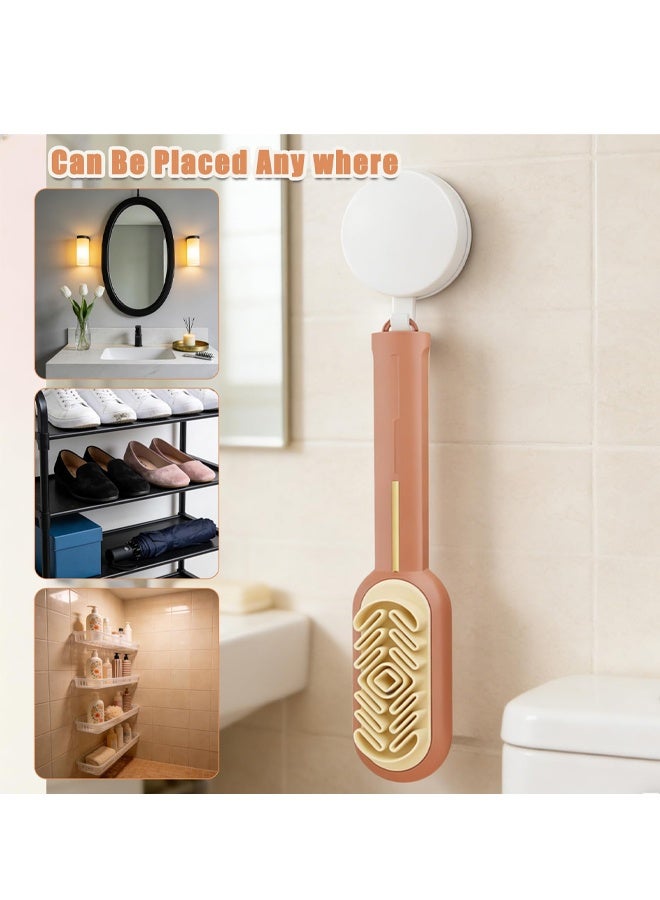 2‑in‑1 Long Handle Orange Shoe Brush 360° Cleaning Tool For Suede Nubuck - Image 3