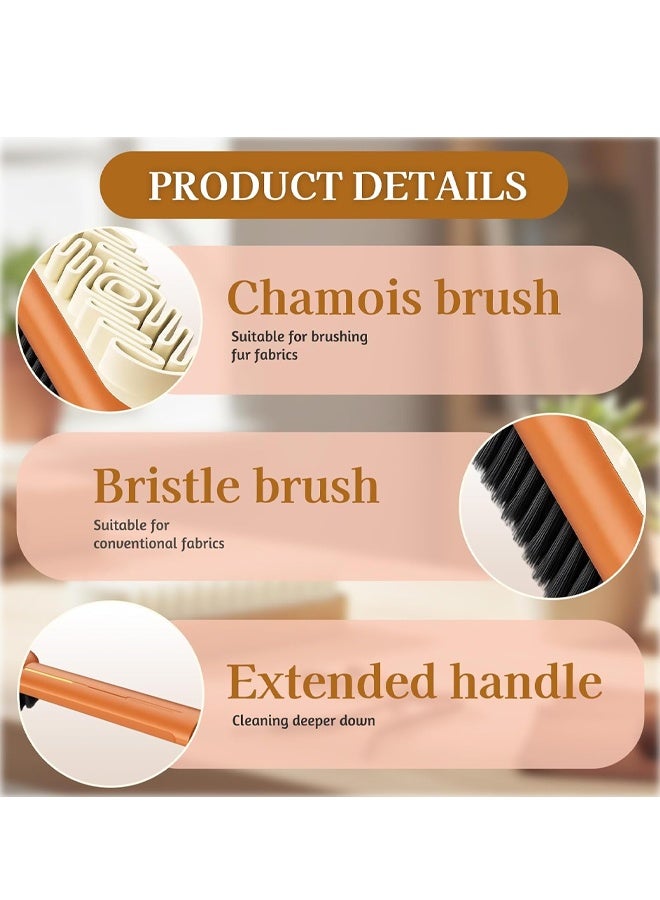 2‑in‑1 Long Handle Orange Shoe Brush 360° Cleaning Tool For Suede Nubuck - Image 2