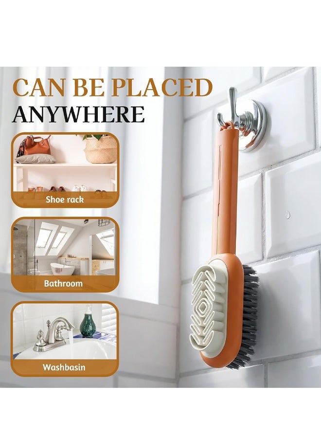 2‑in‑1 Long Handle Orange Shoe Brush 360° Cleaning Tool For Suede Nubuck - Image 4