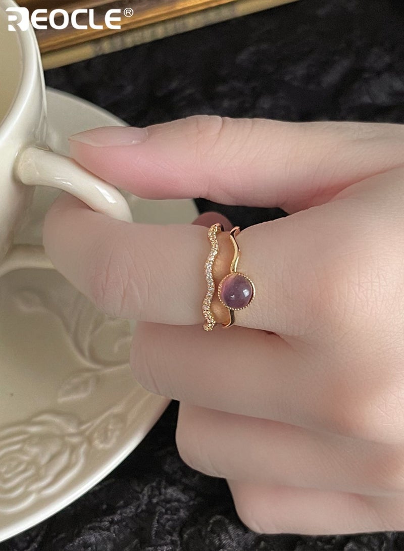 REOCLE Women's Ring Open Adjustable Vintage Serpent & Stone Band Ring Ornate Twisted Design for Middle Ages-Themed & Daily Styling - Image 1