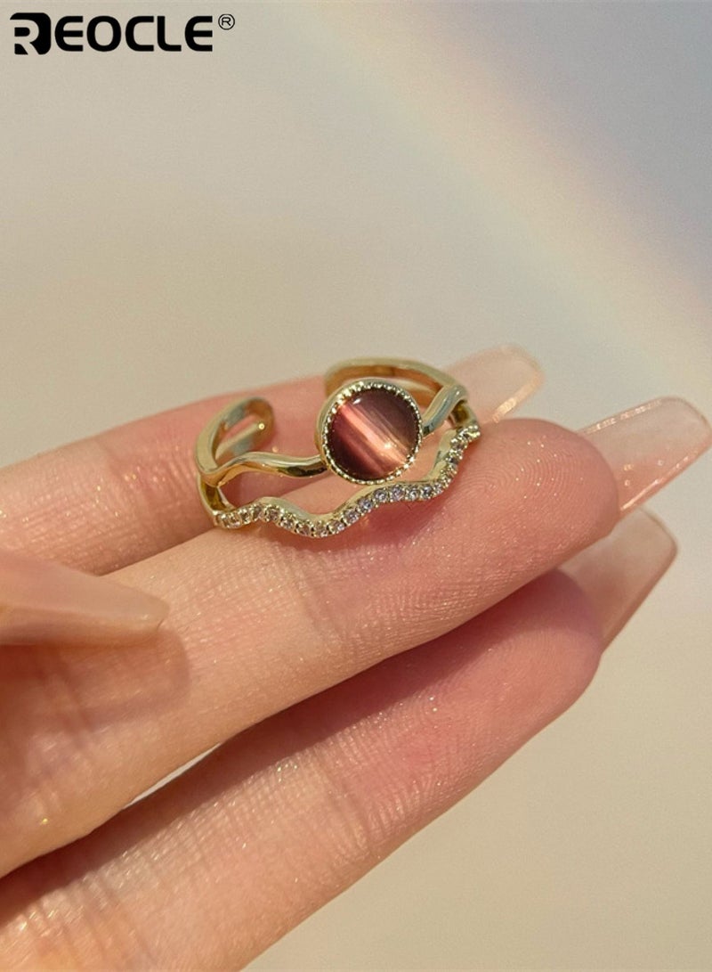 REOCLE Women's Ring Open Adjustable Vintage Serpent & Stone Band Ring Ornate Twisted Design for Middle Ages-Themed & Daily Styling - Image 4