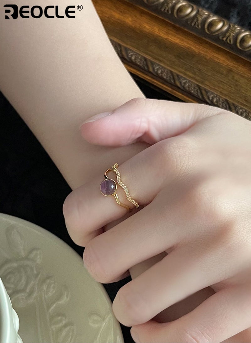 REOCLE Women's Ring Open Adjustable Vintage Serpent & Stone Band Ring Ornate Twisted Design for Middle Ages-Themed & Daily Styling - Image 2