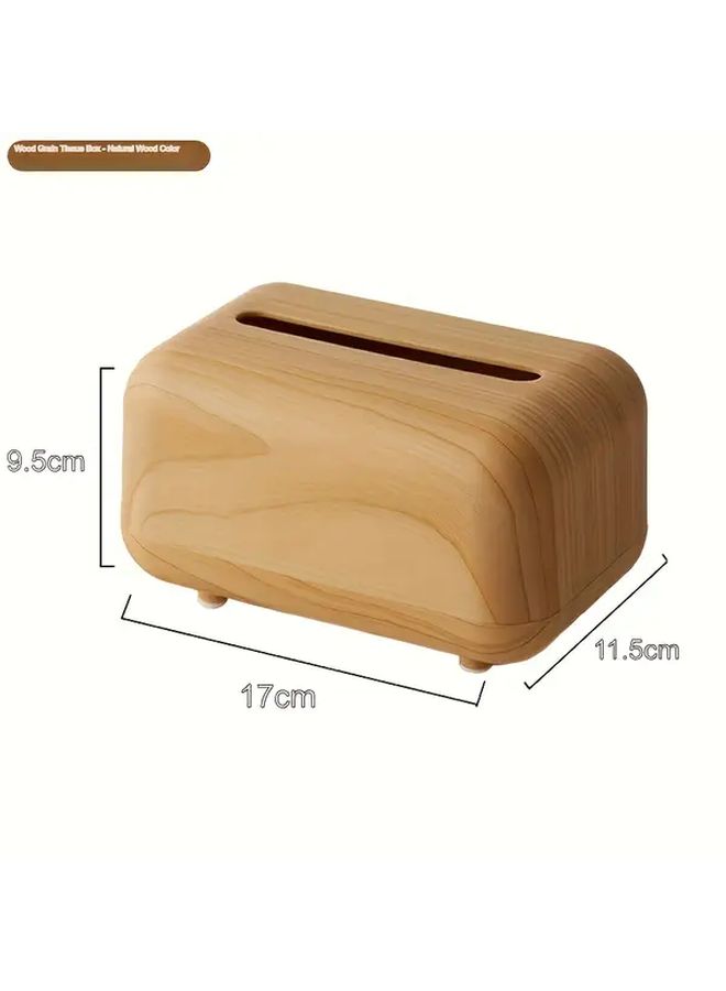 Dark Wood Grain Magnetic Tissue Box Stylish Round Square Designs For Home Decor - Image 3