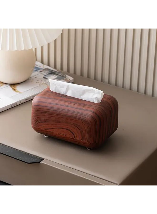 Dark Wood Grain Magnetic Tissue Box Stylish Round Square Designs For Home Decor - Image 5