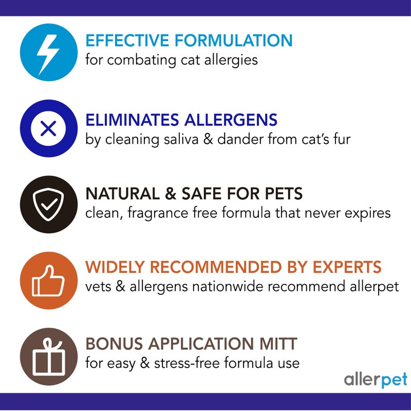 Allerpet مزيل شعر القطط Allerpet مع قفاز تطبيق مجاني - تقليل فعال لشعر القطط - حل مضاد للحساسية مصنوع في الولايات المتحدة - عبوتين (12 أونصة) - Image 5