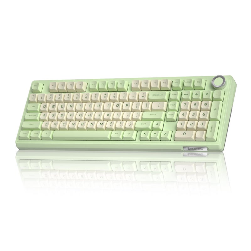 SOLAKAKA KI99 Pro Wireless Mechanical Keyboard Quiet Switch,Hot Swappable Pre-Lubed Switches Silent Keyboard with RGB Backlit,Gasket Structure Computer Gaming Keyboards(GreenWhite, Silent Switch) - Image 1