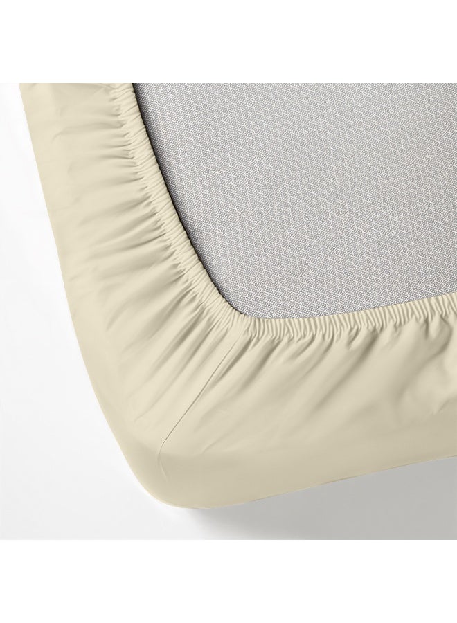 Rest 3-Piece Beige Plush 200x200+30cm Fitted Bedsheet Set Includes 1 Deep Pocket Fitted Bedsheet and 2 Pillow Covers, Breathable and Machine Washable  - Image 3