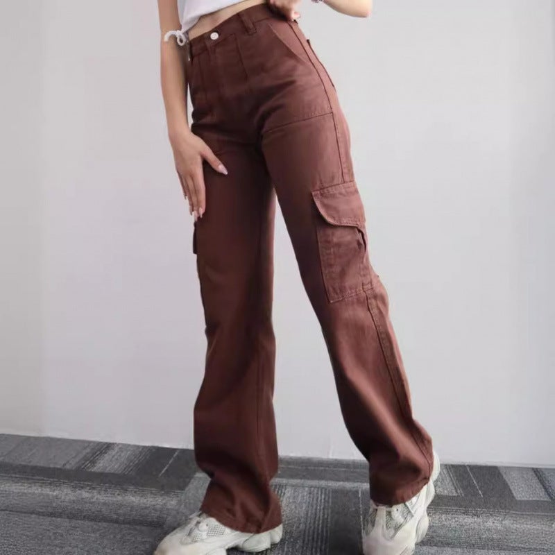 New Fashion All-Match Casual Pants Mid-Waist Three-Dimensional Pocket Pants Waist Women'S Work Pants - Image 4