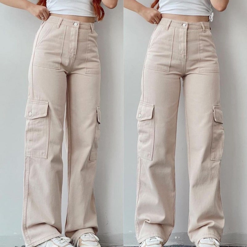 New Fashion All-Match Casual Pants Mid-Waist Three-Dimensional Pocket Pants Waist Women'S Work Pants - Image 2