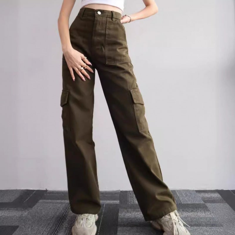 New Fashion All-Match Casual Pants Mid-Waist Three-Dimensional Pocket Pants Waist Women'S Work Pants - Image 5