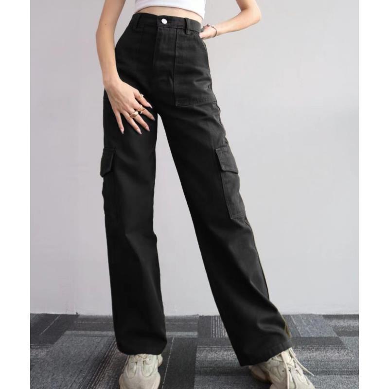 New Fashion All-Match Casual Pants Mid-Waist Three-Dimensional Pocket Pants Waist Women'S Work Pants - Image 1