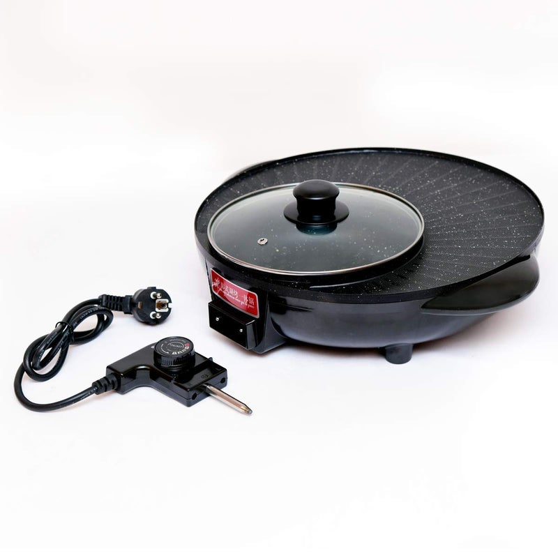 Delavala Korean Style Electric Grill Hot Pot Multifunctional Smokeless Electric Barbecue and Hot Pot and BBQ Grill 2 in 1 Hot Pot and Grill Teppanyaki 18L for Party Camping Singlecontrol - Image 2