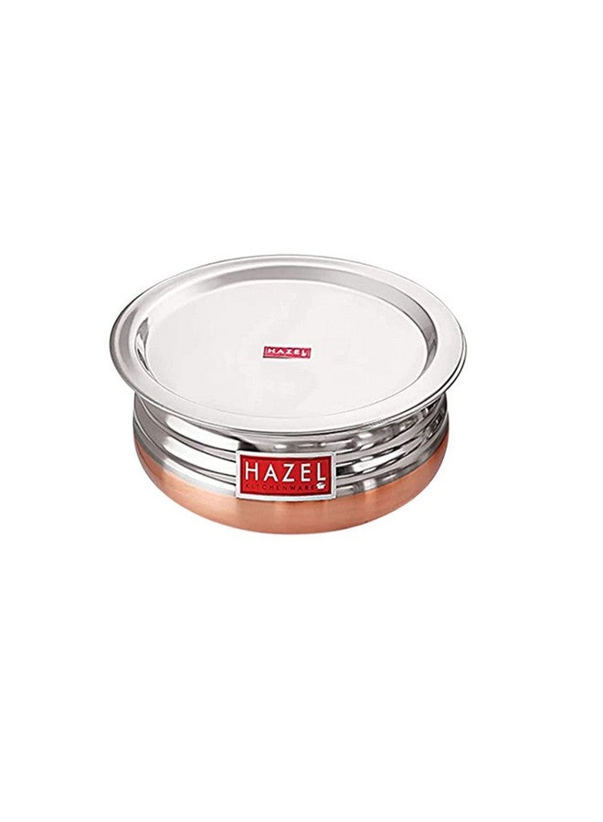 Hazel وعاء هازيل النحاسي السفلي مع غطاء | وعاء طهي من الفولاذ المقاوم للصدأ (1000 مل) - Image 2