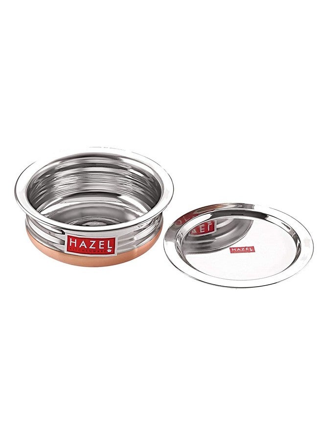 Hazel وعاء هازيل النحاسي السفلي مع غطاء | وعاء طهي من الفولاذ المقاوم للصدأ (1000 مل) - Image 1