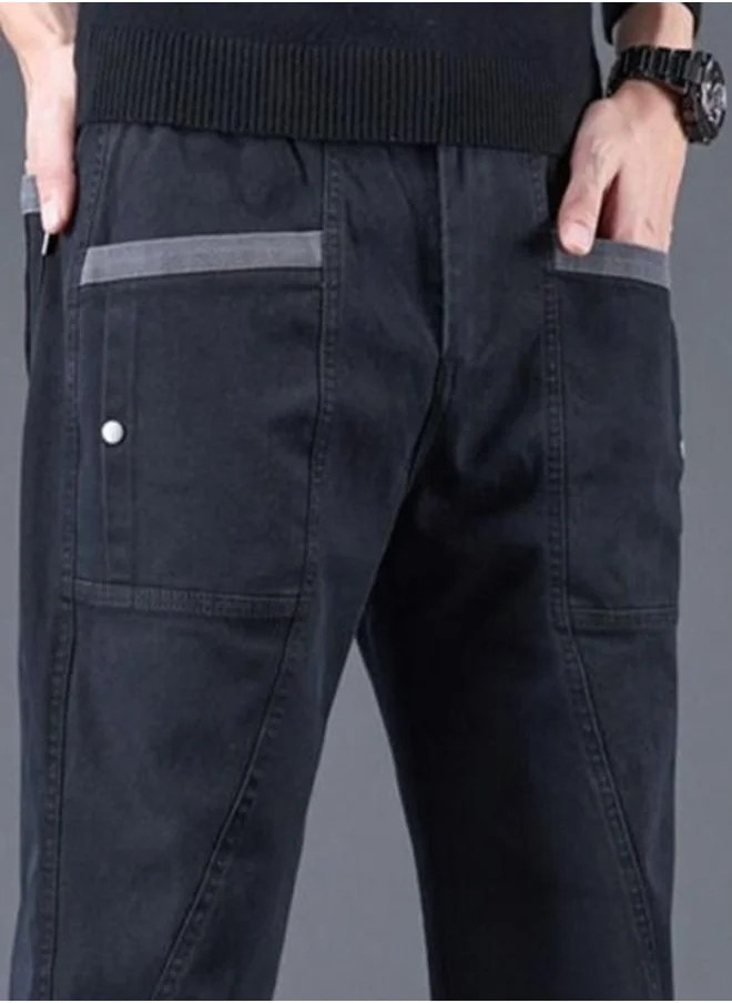 YUNIQEE Black Slim Fit Mid-Rise Trousers