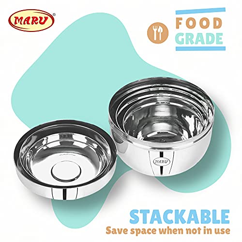 MARU Steel Kitchen Storage Container Set | Apple Shape Steel Dabba with Lid | Heavy Gauge Mirror Finish | Airtight Stackable Containers for Kitchen & Fridge Storage | 500ml, 750ml, 1200ml - Image 4