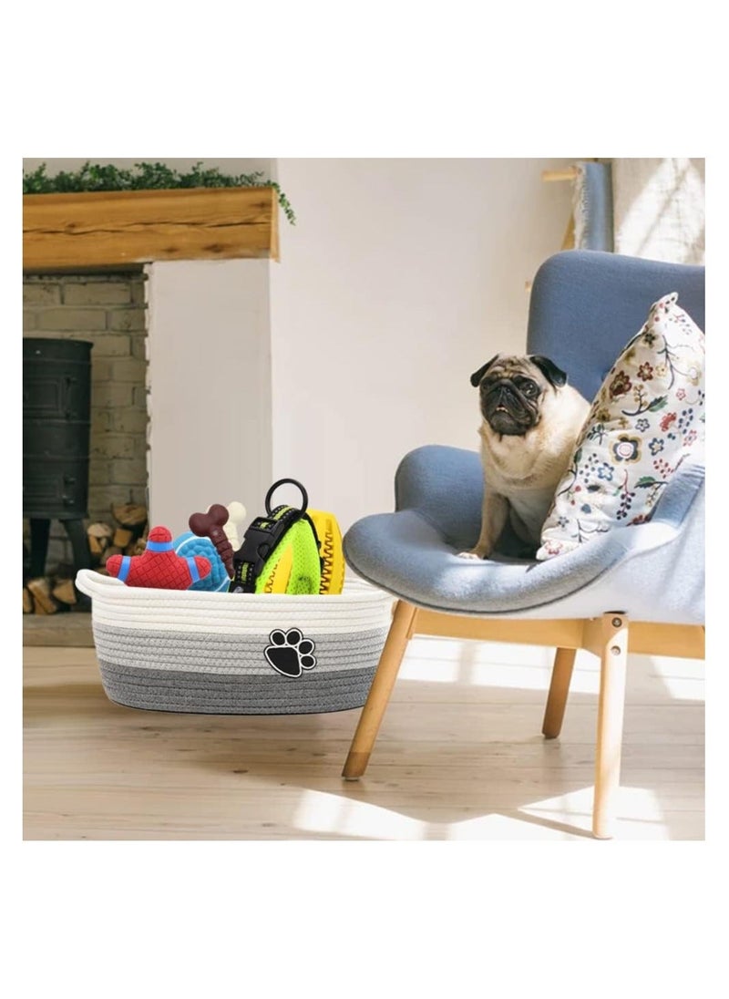 Generic Woven Cotton Rope Storage Basket Laundry Basket Organizer Small Baskets for Organizing Rope Storage Basket with Handle Cute Cotton Basket Nursery Gift Dog Toy Storage Bins Toy Organizer  - Image 4